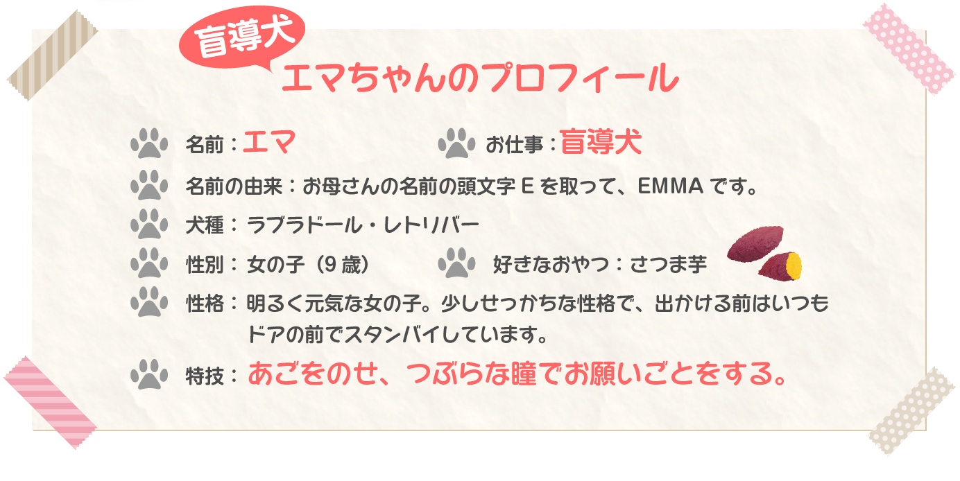 盲導犬エマちゃんのプロフィール