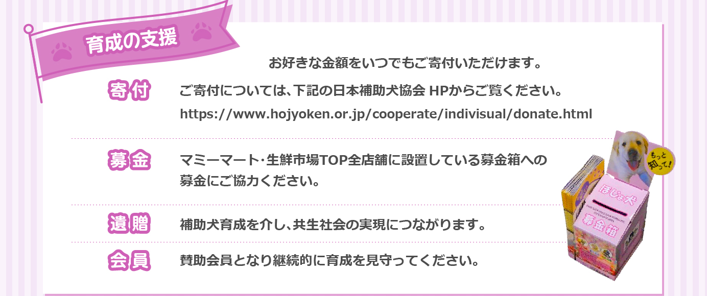 「応援メニュー｜育成の支援」寄付・募金・遺贈・会員